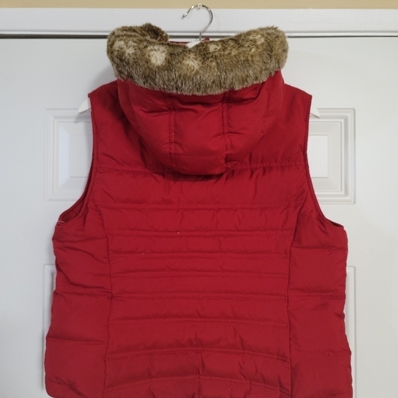 Ann Taylor Loft Puffer Down Vest Removable Hood in Red Size Medium - Picture 9 of 11